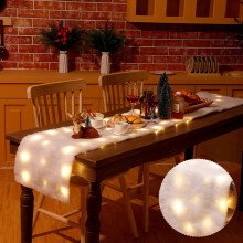 Christmas Fabric Snow Blanket with LED Lights Xmas Artificial Snow Table Blanket for Table Decor