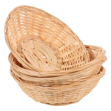 Farmhouse Baskets for Storage Wicker Bread Basket Khaki Serving Households Daily Use 4Set