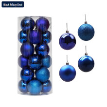24Pcs Christmas Balls Christmas Tree Ornaments Pendent Hanging Balls - Christmas Decorations Balls for Home Holiday Party 1.57" Blue