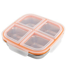 Stainless Steel 4-Compartment Bento Box, Leak-Proof Snack Containers for Kids & Adults, Ideal for Meal Prep & Travel