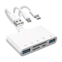 Card Reader with Type-C & USB-A Ports, Compatible with SD Cards up to 2TB, Plug & Play for Phone/Tablet/PC