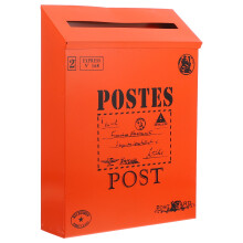 1Pack Orange Rectangular Vintage Mailbox for Wall Mountable Home Decor 11.4X8.7X2.4In