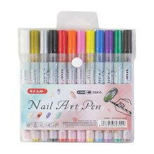 Kit de stylos pour nail art à séchage rapide, 12 couleurs