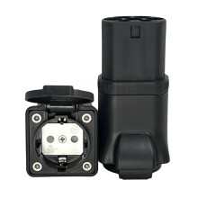 Tragbarer Typ-2-auf-220-V-EU-Schuko-Steckdosenadapter mit Verriegelungsloch für Elektrofahrzeug-Ladegeräte mit EU-Stecker