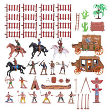 Western Cowboy Figure Soldiers Toys Model Dollhouse Decorations Carriage Simulation Lifelike Kids Children Toys