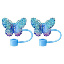 2Pcs Butterfly Straw Covers 10mm Straw Topper for 30/40 Oz Tumbler Reusable Drinking Straw Caps Eco-Friendly Cup Accessories