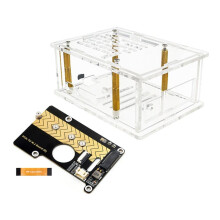 For Raspberry Pi 5 Acrylic Case +M.2 SSD Expansion Board for PoE M.2 HAT+ (B) & PCIe to M.2 Board (D) Case