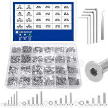 880Pcs Stainless Steel 304 Hex Socket Flat Screws Assortment Kit M2 M3 M4 M5 Countersunk Bolts Set with Storage Box