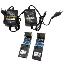 Gigabit Fiber Optical Media Converter 100/1000Mbps Optic Transceiver SC to RJ45 Ethernet 20Km EU Plug