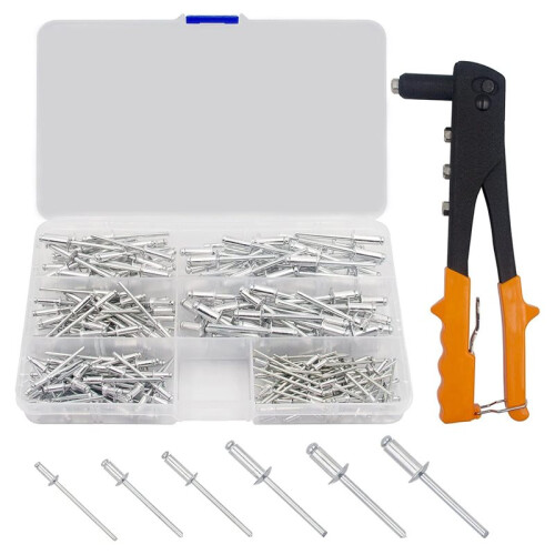225 Pezzi di 6 Misure Comuni di Rivetti Ciechi + Utensili per Rivetti, per Progetti DIY per Auto e Utensili.