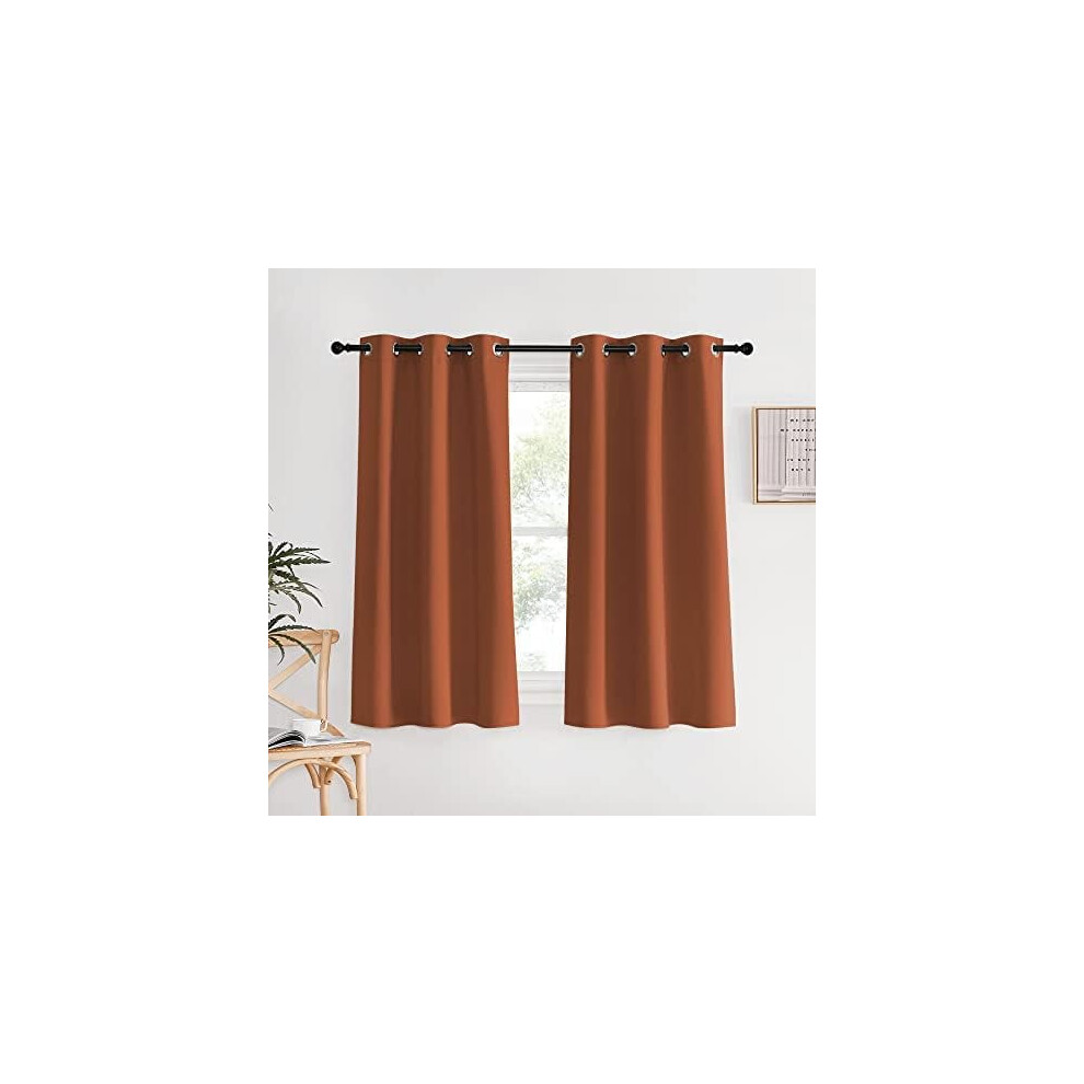 Blackout Curtain Panels For Girls Room, Burnt 1 Pair, 34 X 60 Inch, Nursery Essential Thermal Insulated Solid Grommet Top Blackout Drapes Orange