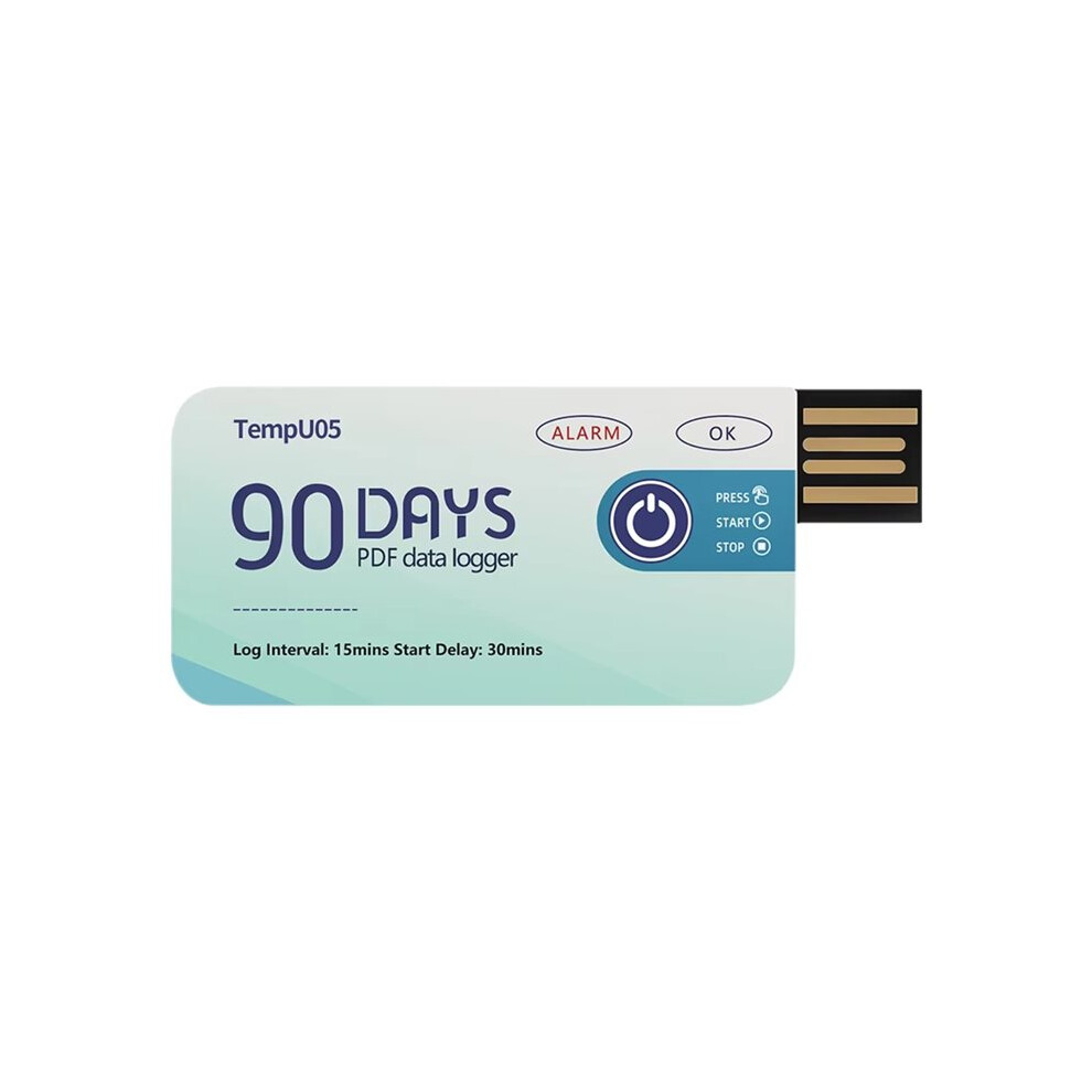 USB Temperature Logger TempU05 90 Days Disposable Temp Recorder PDF Report Temp Monitor for Cold-Chain Warehouse