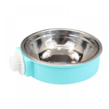 Crate Dog Bowl,Stainless Steel Removable Hanging Food Water Bowl Cage Coop Cup for Dogs,Cats,Birds,Small Animals (Blue, Large)
