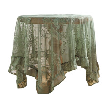 Farmhouse Table Cover Lace Tablecloth Living Room TV Cabinet Dusts Cover Round Tablecloth for Wedding, Kitchen, Outdoor Picnic, Party