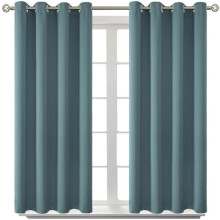 Room Darkening Curtains 45 Inches Long - Grommet Thermal Insulated Drapes Window Treatment Curtains for Bedroom, 2 Panels, 52 x 45 Inch, Stone Blue