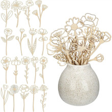 36 Pcs Wooden Wildflower Decor Set Wood Flowers Cutout Signs Wildflowers Stems for Home Birthday Holiday Art DIY