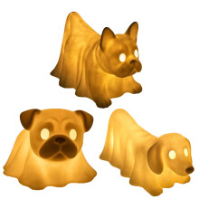Honmine Teckel & Franse Bulldog Spooklamp – Gloeiend Halloween Nachtlampje, Leuke Decoratie voor Hondenliefhebbers voor Woonkamer/Slaapkamer,