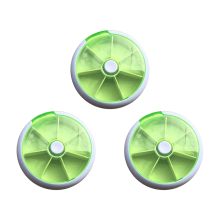 Cutie de pastile rotundă mini rotativă, dozator de 7 zile, verde