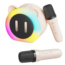 Tragbarer -Lautsprecher für Zuhause - Niedlicher Kabelloser Karaoke-Lautsprecher mit 2 Mikrofonen - Ideal Als Geschenk für Kinder