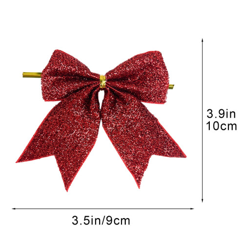 Mini fiocchi natalizi in raso rosso, 3,9x3,5 pollici, 6 pezzi 1