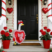 Valentine Goose Outfit Rosa Hjärta 63 cm Utomhusträdgård