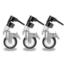3pcs Swivel Caster Wheel with Durable Metal Construction for Light Stand with 25mm Diameter Leg, for Studio Video