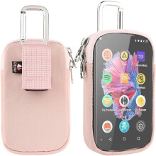 MP3 & MP4 Player Carry Case with Clear Window, Inner Pocket for Earphones/USB/Memory Card – Compatible with 4" Touch Screen Players (Peach Fuzz)