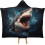 Shark Fleece-teppe med hette for barn og voksne 1