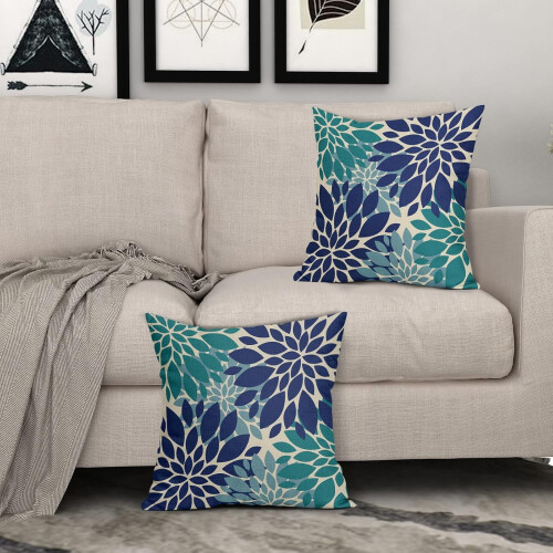 Μαξιλαροθήκες 20x20 σε χρώμα Navy Blue & Teal (Σετ 2 τεμαχίων) – Μοντέρνες θήκες μαξιλαριών 2