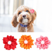 30 stuks kleurrijke haarstrikjes voor honden met parelversiering, geschikt voor puppy's, kleine katten en andere huisdieren.
