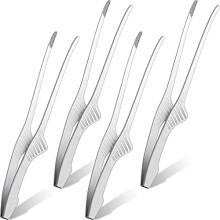 Pinces de barbecue coréennes/japonaises (lot de 4), en acier inoxydable antidérapant, pour le service, les salades, le camping, les barbecues, les