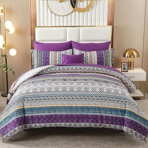 Σετ παπλωμάτων Boho Queen, Κρεβάτι 8 τεμαχίων σε τσάντα – Σετ παπλωμάτων και σεντονιών
