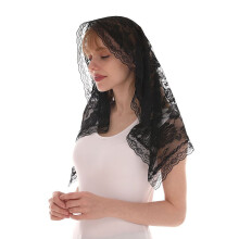 Voile en dentelle florale pour femme, mantille en dentelle, foulard court catholique, voile de mariée pour l'église, couvre-chef pour la messe
