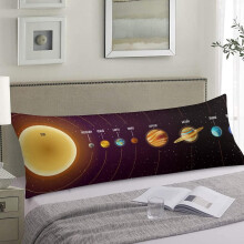 Örngott till solsystemet, 50x143 cm, design med galaxplaneter i yttre rymden, dragkedja, mjukt dekorativt örngott för säng/soffa – kompatibelt