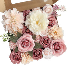 Coffret de bouquet de roses artificielles roses pour la décoration de mariage, compositions florales artificielles polyvalentes pour les centres de