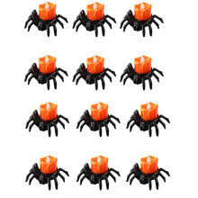 12 Lot de Bougies Chauffe-Plat Araignées D'Halloween, à LED Sans Flamme, à Piles, pour Décoration de Table de Fête