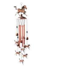Carillon éolien en cuivre en forme de cheval, fait main, pour balcon, jardin, terrasse – Décoration extérieure rétro avec tubes en aluminium et