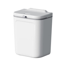 Poubelle de cuisine de 9,5 litres avec couvercle, bac à compost mural ou sous évier pour cuisine/salle de bain – Blanc
