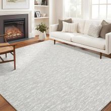 Tapis moderne lavable 152 x 213 cm, doux et antidérapant, ultra-fin, idéal pour le salon, la chambre et la salle à manger – Gris