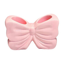 Mini porte-brosse à dents en céramique avec trou de drainage – Organisateur de comptoir de salle de bain rose, rangement pour coiffeuse et