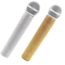 Sparkly Rhinestone Simulation Microphone Props Fake Microphone for Home Decoration Ornaments Singing Speaking Practice