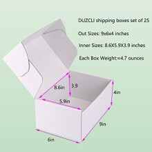 25pcs 9x6x4" Small Shipping Boxes – Sturdy White Corrugated, Recyclable, for Ecommerce & Mailing | Compatible with USPS, UPS