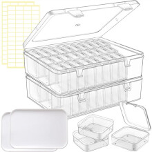 Boîte de Rangement pour Perles, 60 Petits Rangements pour Perles, avec Étiquettes et Plateaux de Classification, Perles D'Argile, Vis, Graines B