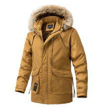 Seaicéad Parka Tiubh Geimhridh le Cochall Clúmhach, Zip Up, Pócaí d'Fhir – Éadaí Ócáideacha Laethúla & Cóisire