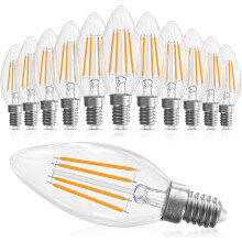Ampoules LED E12 pour candélabre, équivalent 40 W, à intensité variable, pour lustres. Ampoules B10 pour bougies, blanc chaud 2700 K, IRC 90+,