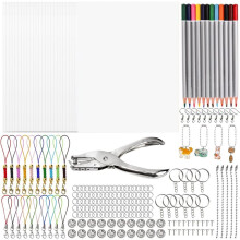 198pcs Shrink Plastic Sheet Kit,20PCS Shrink Film Paper,12 Colored Pencils,Open Iron Ring,for Art and DIY, Making