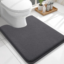 U alakú WC-szőnyeg 24x20, memóriahab, nedvszívó és csúszásmentes, mosógépben mosható, sötétszürke — Hagyományos WC-kkel kompatibilis