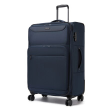 (Navy, 24Inch) 20/24/28Inch Soft Shell 4 Wheels Suitcase Set Lightweight Cabin Hand Luggage