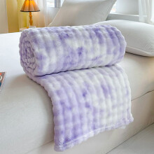 Faux Fur Throw Blanket for Couch, Cozy Soft and Fuzzy Plush Rabbit Fur Bubble Blanket for Sofa Bedroom Living Room, Machines Washable, Purple
