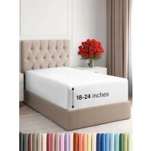 Drap-housse extra profond pour lit simple – Compatible avec les matelas de 45 à 60 cm, ultra-doux, infroissable, respirant, blanc